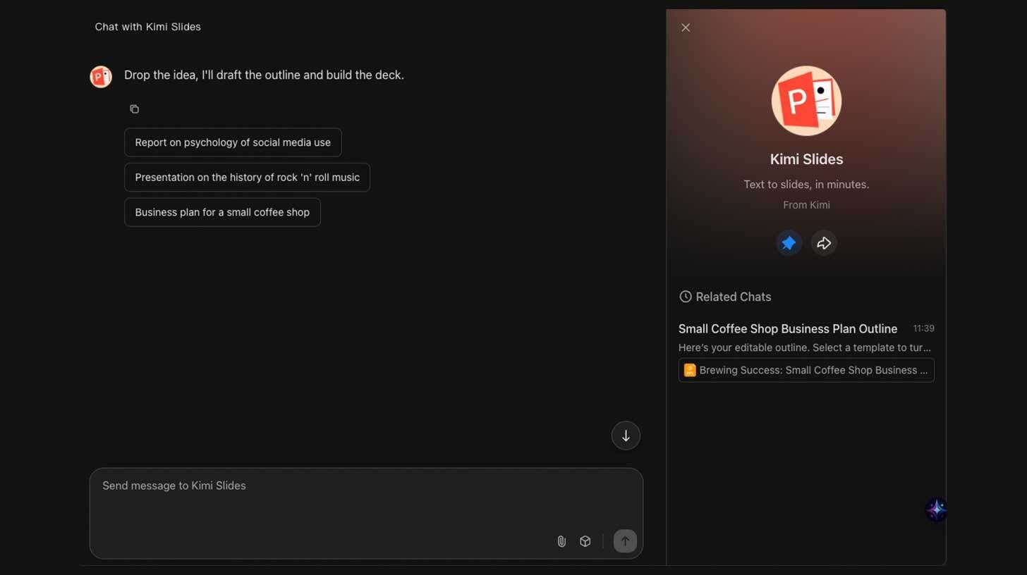 Use Kimi K2 Slides to create professional presentations