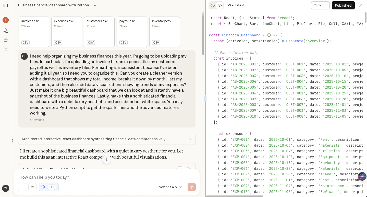 Organize your company's finances using Claude