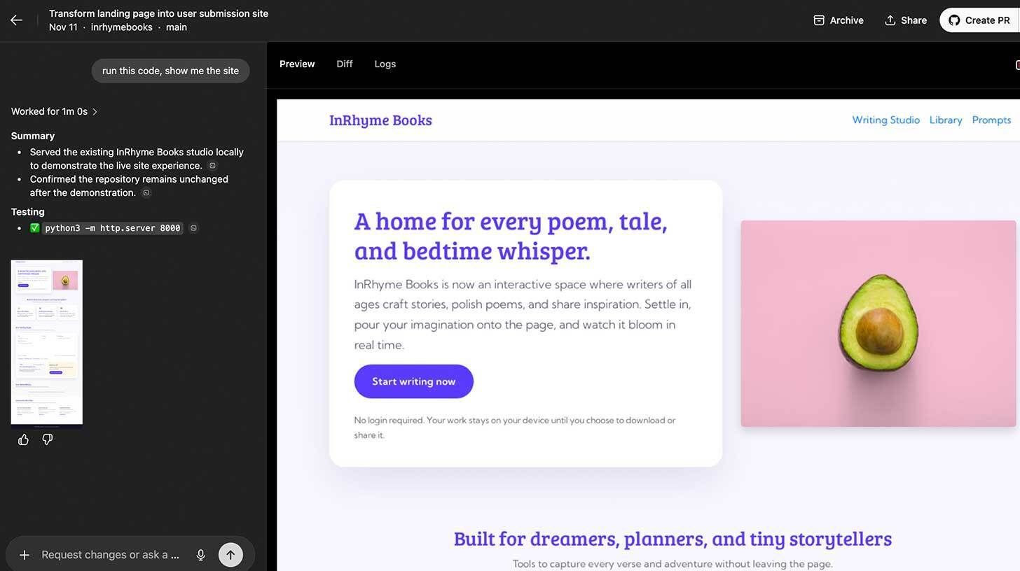 Write web programming using Codex and AI agents